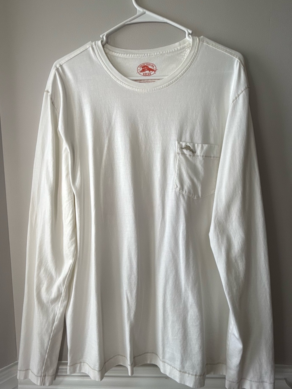 Tommy Bahama Men’s  White Long-Sleeve Pocket Tee Size Large
